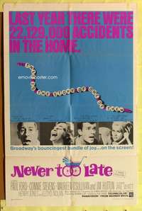 s593 NEVER TOO LATE one-sheet movie poster '65 Paul Ford, Connie Stevens