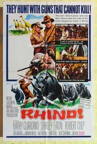 s635 RHINO one-sheet movie poster '64 hunt with guns that cannot kill!