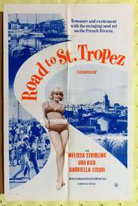 s639 ROAD TO ST TROPEZ one-sheet movie poster '66 sexy French Riviera!