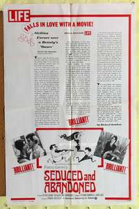 s651 SEDUCED & ABANDONED style B one-sheet movie poster '64 Italian sex!