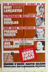 s655 SEVEN DAYS IN MAY int'l one-sheet movie poster '64 Burt Lancaster, Douglas