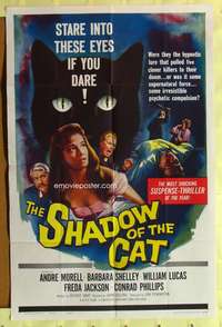 s657 SHADOW OF THE CAT one-sheet movie poster '61 sexy Barbara Shelley!