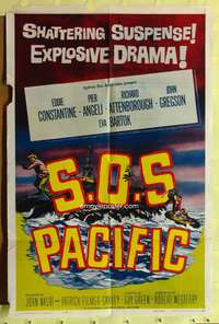 s670 SOS PACIFIC one-sheet movie poster '60 Attenborough, Pier Angeli