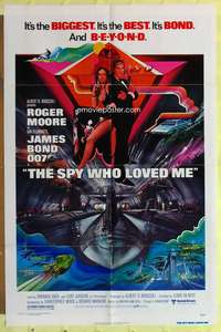 s677 SPY WHO LOVED ME one-sheet movie poster '77 Moore as James Bond!