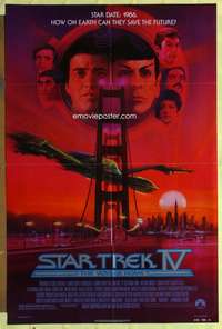 s691 STAR TREK 4 one-sheet movie poster '86 Nimoy, Shatner, Bob Peak art!