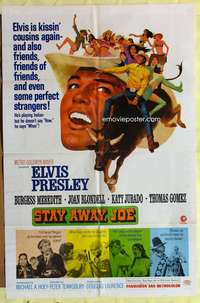 s697 STAY AWAY JOE one-sheet movie poster '68 Elvis Presley, Meredith
