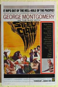 s698 STEEL CLAW one-sheet movie poster '61 George Montgomery, WWII!