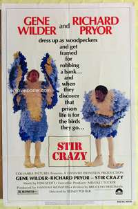 s704 STIR CRAZY one-sheet movie poster '80 Gene Wilder, Richard Pryor