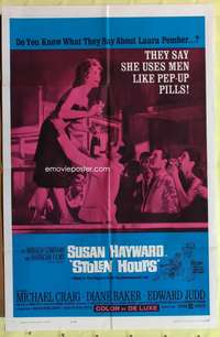 s705 STOLEN HOURS one-sheet movie poster '63 she uses men like pep pills!