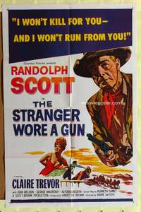 s714 STRANGER WORE A GUN one-sheet movie poster R61 Randolph Scott western!