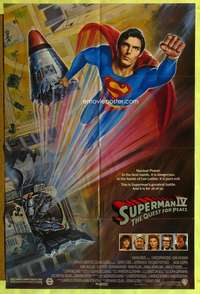 s727 SUPERMAN 4 one-sheet movie poster '87 super hero Christopher Reeve!