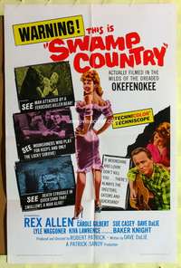 s728 SWAMP COUNTRY one-sheet movie poster '66 Rex Allen, Okefenokee!