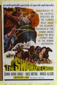 s729 SWORD & THE CROSS one-sheet movie poster '56 sexy girl crucified!