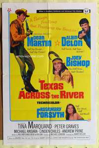 s736 TEXAS ACROSS THE RIVER one-sheet movie poster '66 Dean Martin, Delon