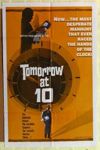 s775 TOMORROW AT 10 one-sheet movie poster '64 English, early Robert Shaw!