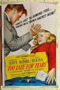 s778 TOO LATE FOR TEARS one-sheet movie poster '49 Lizabeth Scott, Duryea