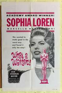 s839 WHAT A WOMAN one-sheet movie poster '58 Sophia Loren, Mastroianni