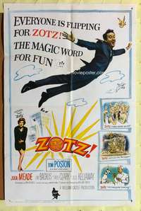 s868 ZOTZ one-sheet movie poster '62 William Castle, sci-fi comedy!