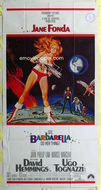 t003 BARBARELLA three-sheet movie poster '68 sexy Jane Fonda, Roger Vadim