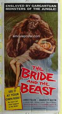 t006 BRIDE & THE BEAST three-sheet movie poster '58 Ed Wood classic ape!