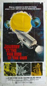 t016 JOURNEY TO THE FAR SIDE OF THE SUN three-sheet movie poster '69 sci-fi!