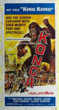 t018 KONGA three-sheet movie poster '61 great Reynold Brown ape artwork!