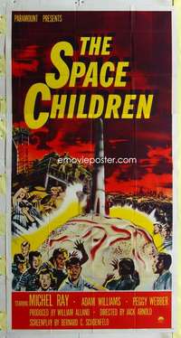t027 SPACE CHILDREN three-sheet movie poster '58 Jack Arnold, wild sci-fi!