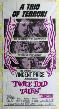 t030 TWICE TOLD TALES three-sheet movie poster '63 Vincent Price horror!