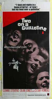 t031 TWO ON A GUILLOTINE three-sheet movie poster '65 Connie Stevens, Romero