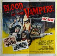 t035 BLOOD OF THE VAMPIRE six-sheet movie poster '58 history of horror!