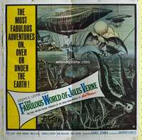 t038 FABULOUS WORLD OF JULES VERNE six-sheet movie poster '61 cool image!