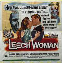 t039 LEECH WOMAN six-sheet movie poster '60 deadly female vampire!