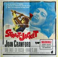 t042 STRAIT-JACKET six-sheet movie poster '64 ax murderer Joan Crawford!