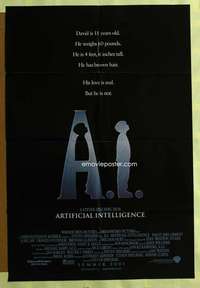 t529 AI DS advance one-sheet movie poster '01 Spielberg, Haley Joel Osment