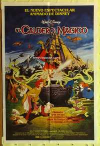 t931 BLACK CAULDRON Argentinean movie poster '85 1st Disney CG!