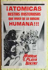 t944 HORROR OF PARTY BEACH Argentinean movie poster '64 wacky!