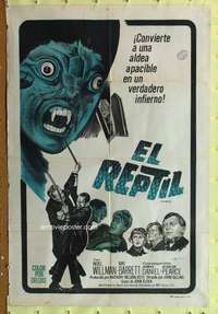 t949 REPTILE Argentinean movie poster '66 Hammer wacky monster!