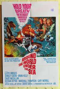 t537 AROUND THE WORLD UNDER THE SEA one-sheet movie poster '66 Bridges