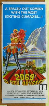 t847 2069 A SEX ODYSSEY Australian daybill movie poster '74 sexy sci-fi!