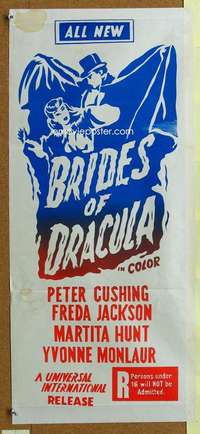 t858 BRIDES OF DRACULA Australian daybill movie poster 1960s Hammer, Cushing