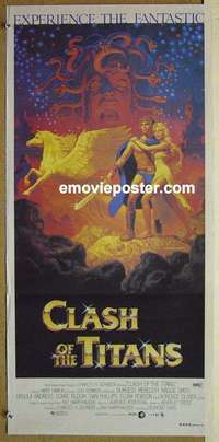 t863 CLASH OF THE TITANS Australian daybill movie poster '81 Ray Harryhausen