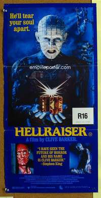 t884 HELLRAISER Australian daybill movie poster '87 Clive Barker, Pinhead!