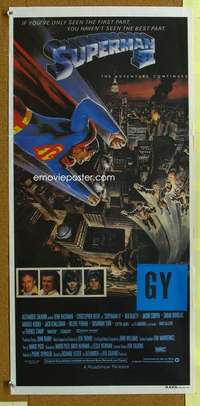 t918 SUPERMAN 2 Australian daybill movie poster '81 Christopher Reeve, Stamp