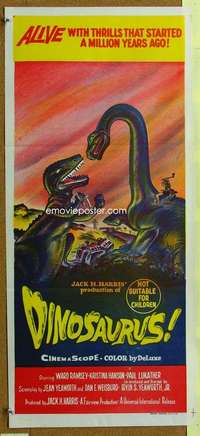 t872 DINOSAURUS Australian daybill movie poster '60 wild prehistoric monsters!