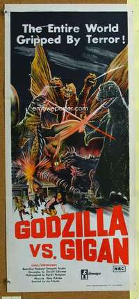 t881 GODZILLA ON MONSTER ISLAND Australian daybill movie poster '72 Toho