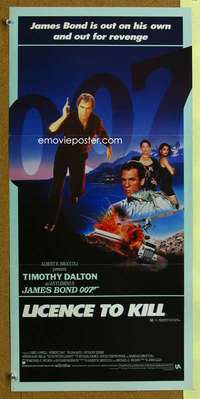t893 LICENCE TO KILL Australian daybill movie poster '89 Dalton as Bond!