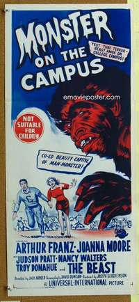 t900 MONSTER ON THE CAMPUS Australian daybill movie poster '58 horror!
