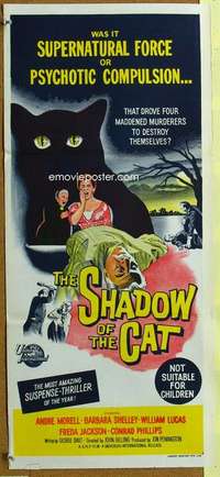 t909 SHADOW OF THE CAT Australian daybill movie poster '61 maddened!