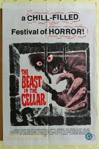 t544 BEAST IN THE CELLAR one-sheet movie poster '71 wacky monster image!