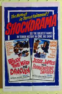 t549 BILLY KIDvsDRACULA/JESSE JAMES MEETS FRANKEN'S D one-sheet movie poster '65